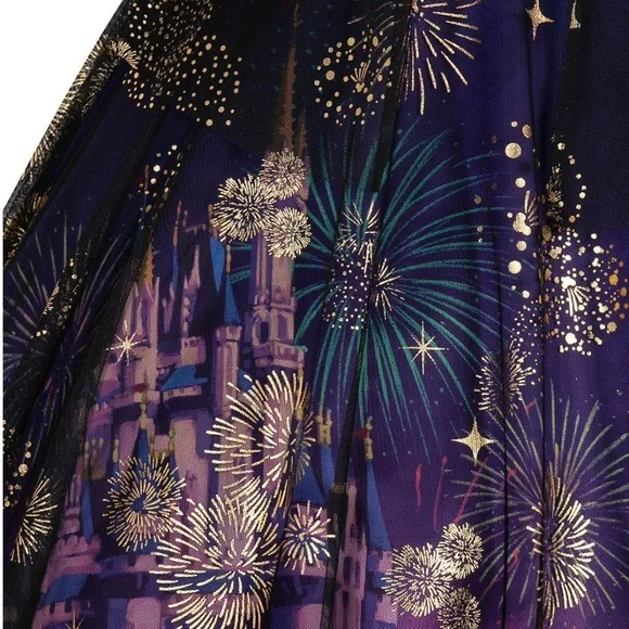 Disney World 50th Anniversary Cinderella Castle Fireworks Dress Earidescent NEW - Picture 4 of 5